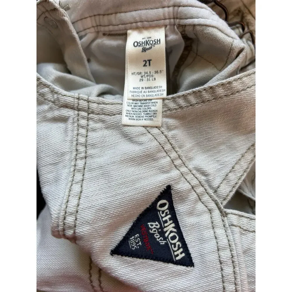 OSHKOSH B’GOSH Boy’s Vestbak Light Gray Bib Overalls / Size: 2T